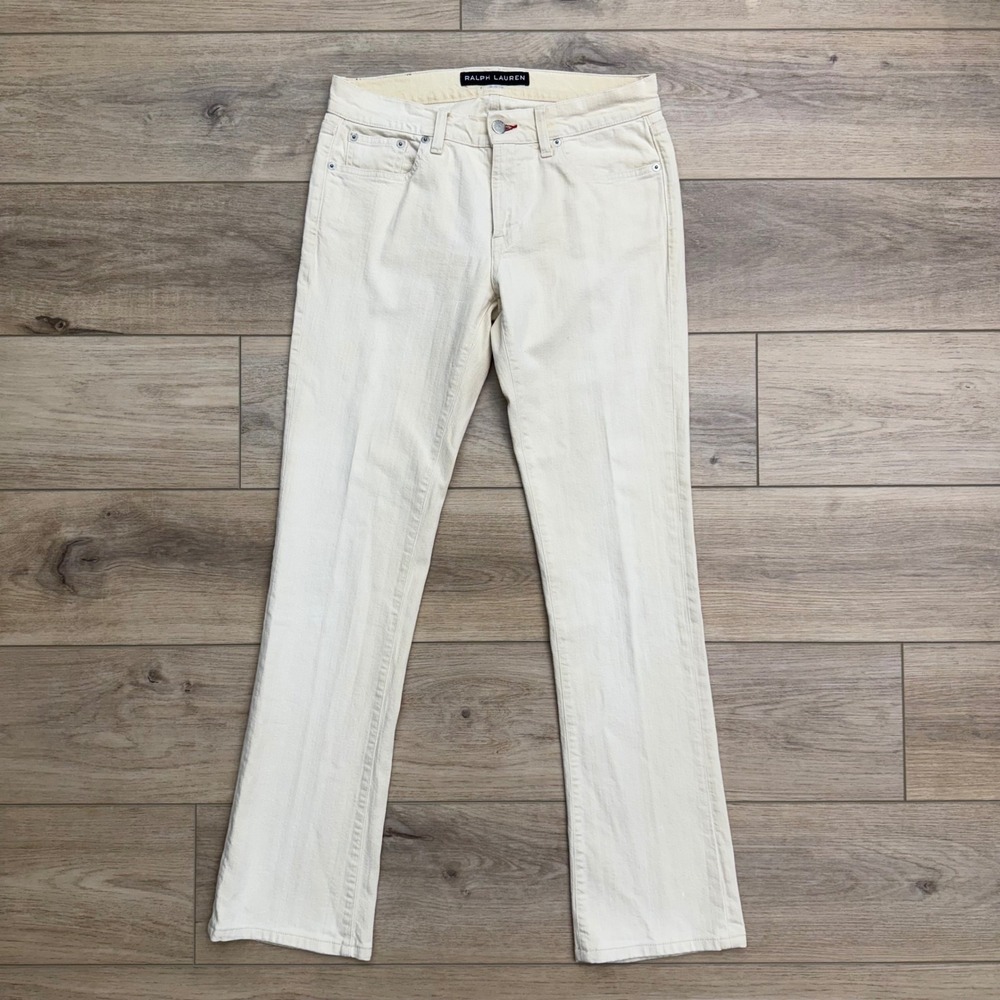 Ralph Lauren Black label Straight Leg Denim Jeans Pants Ecru Mid Rise 30